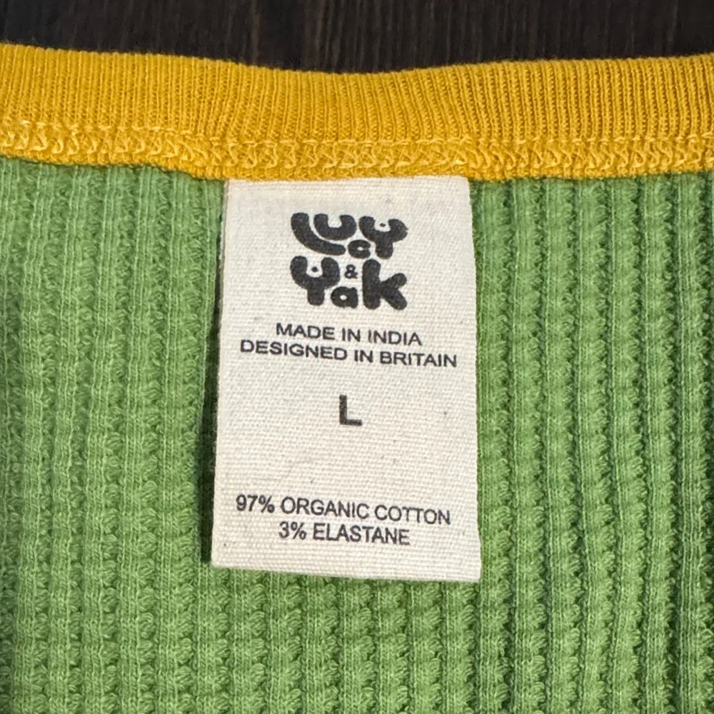 Lucy & Yak Lime Green Crop Top with Yellow Trim - Picture 2 of 2